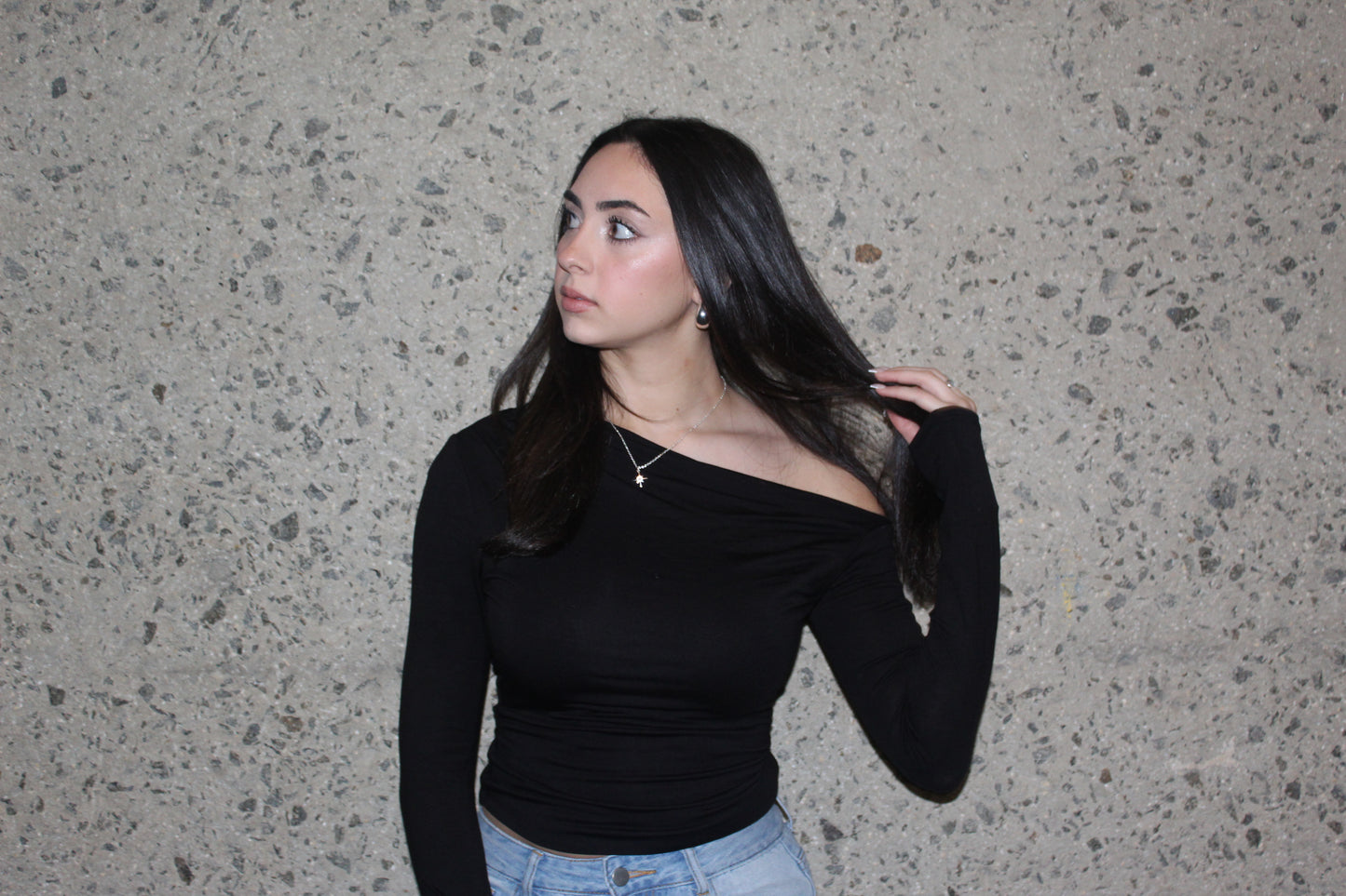 Long sleeve off shoulder crop top