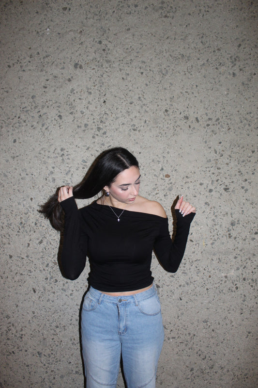 Long sleeve off shoulder crop top