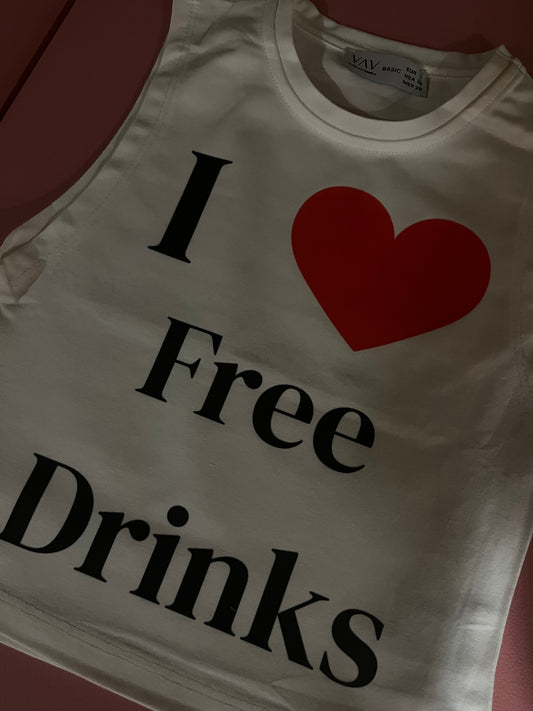 “ I heart free drinks” tank top